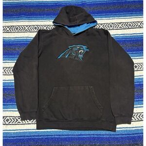 Carolina Panthers NFL Team Apparel Youth XL Hoodie Black Blue Embroidered